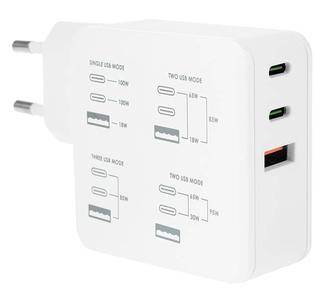 Ładowarka  USB sieciowa100W QC USB+ 2xC