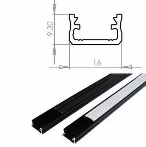 Listwa Profil LED Aluminium z kloszem 2m czarna 16