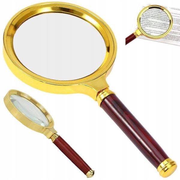 Lupa ręczna classic 80mm 6x złota