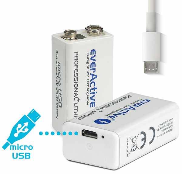 Akumulator   9V (8,4V) 6F22 550mAh everActive usb