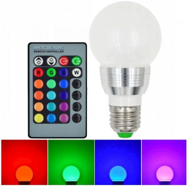 Żarówka LED 230V E27 10W RGB + biała 