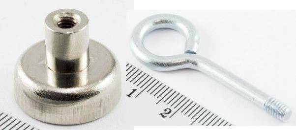 Magnes neodym. Chwytak 20mm do 13kg z haczykiem
