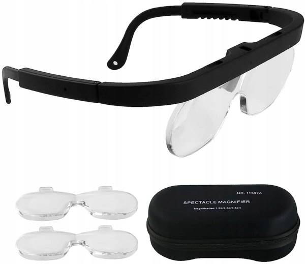 Lupa okulary z wymiennymi soczewkami 1,5/2,5/3,5x