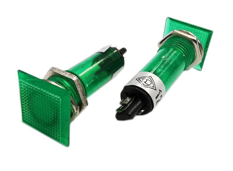 Kontrolka 12V 14x14mm śr. 10mm zielona LED