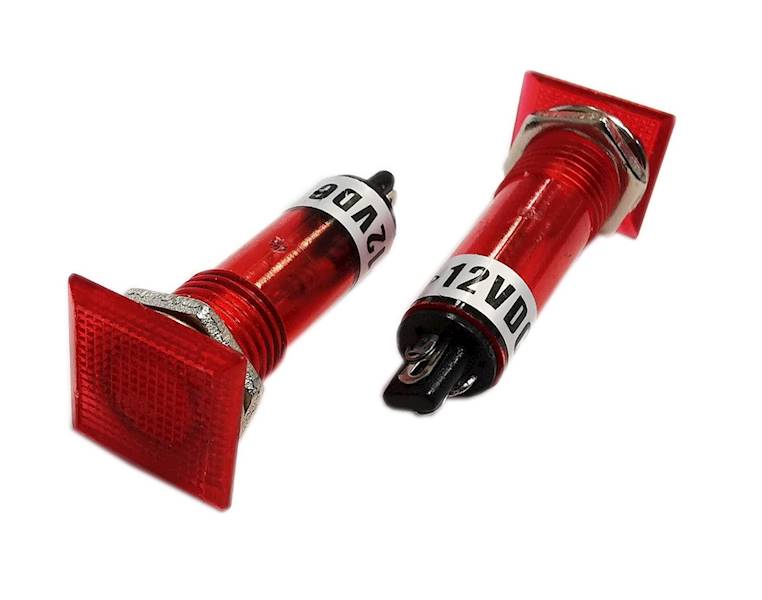 Kontrolka 230V neonówka czerwona 14x14mm śr. 10mm
