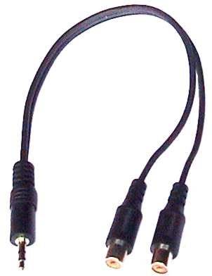 Rozgałęźnik Jack-wt 3,5/ 2xRCA-gn. z przew. 