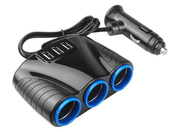Rozgałęźnik Zapalniczki wt./3gn z przew 3xUSB 3,1A