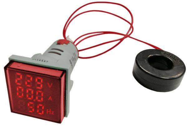 Miernik Voltomierz Amperomierz+ LED czerwony kwadr