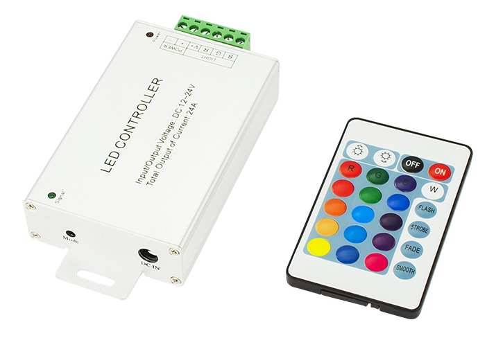 Sterownik taśm led RGB 24-KEY z pilot IR 3x6A