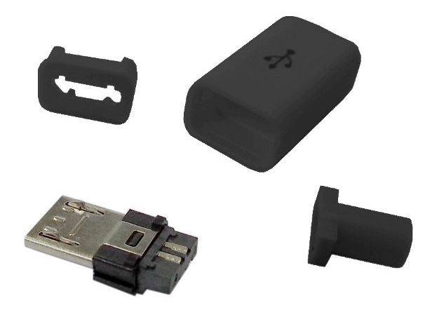 Wtyk USB micro mont. na przewód 5p czarny