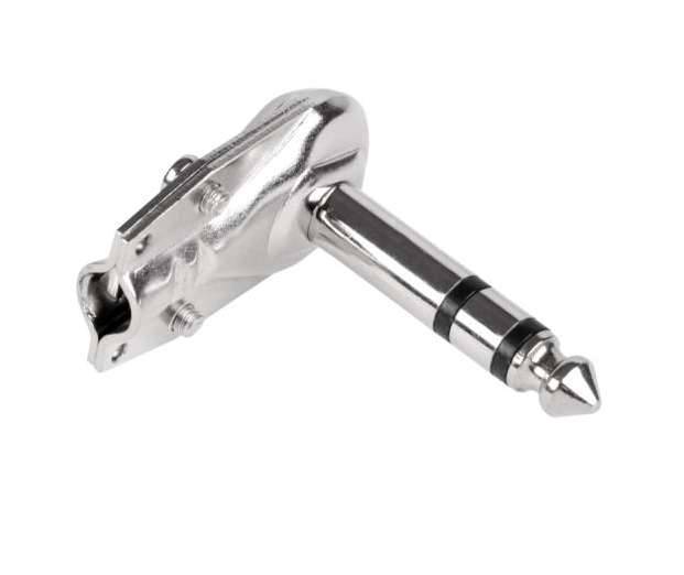 Wtyk Jack 6,3mm stereo kątowy nikl.