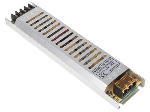 Zasilacz 12V 10A instalacyjny ultra cienki