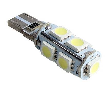 Żarówka LED  12V T-10  biała  9 LED 5050 Canbus