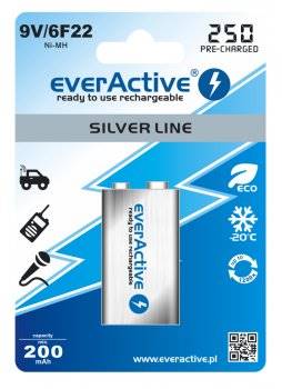 Akumulator 9V (8,4V) 6F22 200mAh everActive