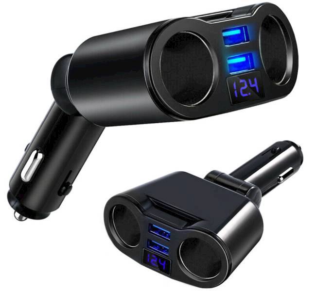 Rozgałęźnik Zapalniczki wt./2gn.+ ład 2xUSB + Volt
