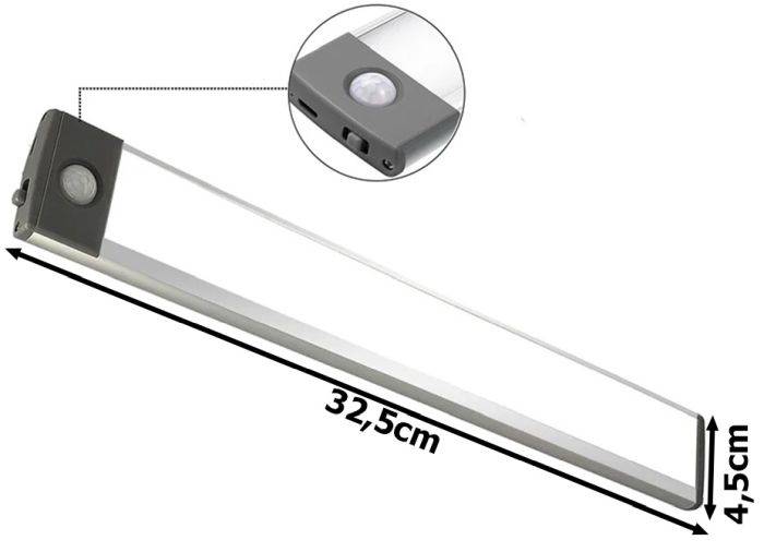 Lampa LED 32cm z akumulatorem i czujnikiem ruchu