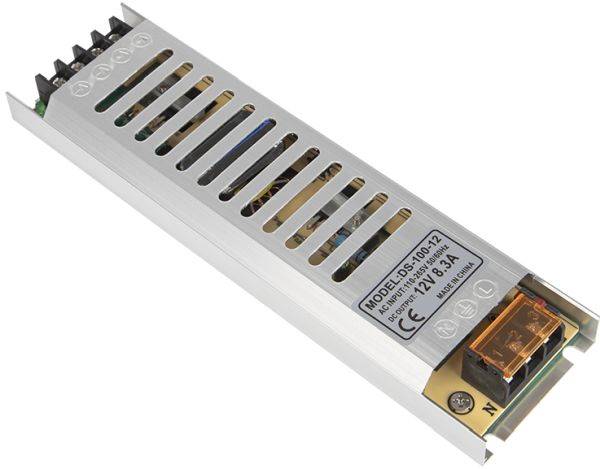 Zasilacz 12V  8,3A 100W instalacyjny metal płas