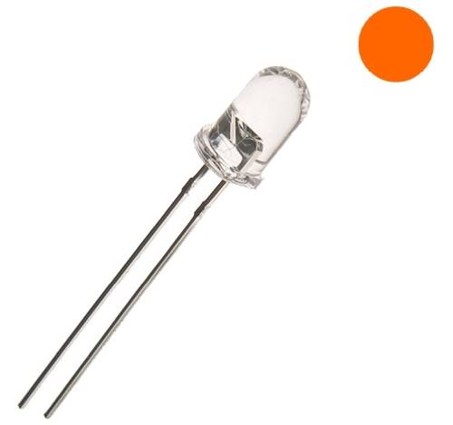 Dioda LED  5mm  Pomarańczowa wodnoprzeźroczysta
