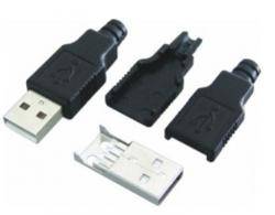 Wtyk USB A płaski na przewód z osłoną