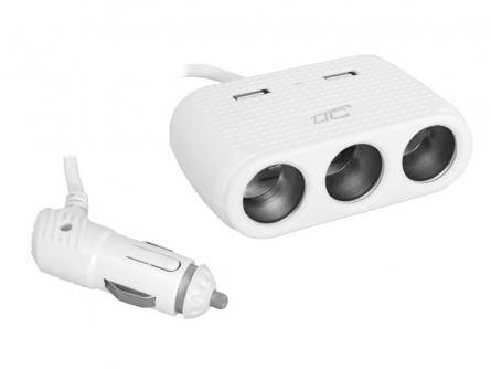 Rozgałęźnik Zapalniczki wt./3gn z przew+ USB 2x1A