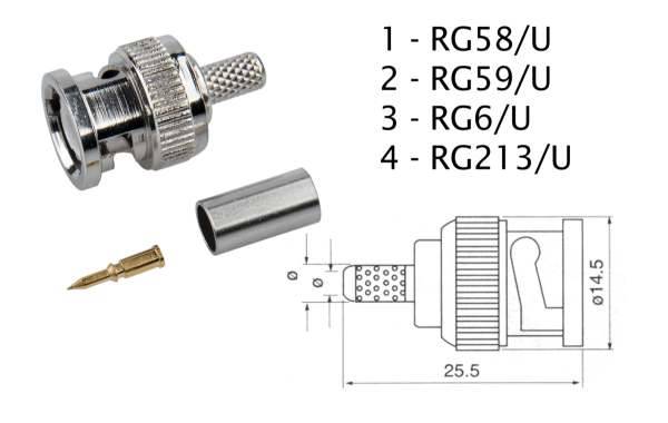 Wtyk BNC RG59 zaciskany