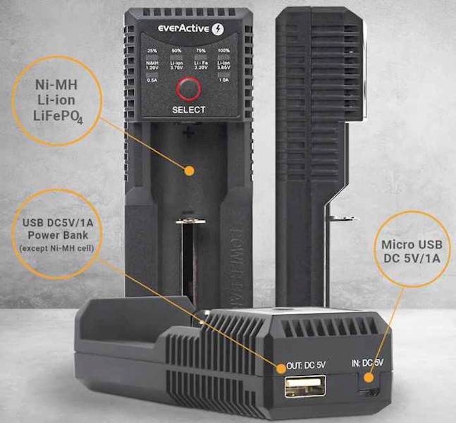 Ładowarka uniwersalna UC100 18650 i AA z PB