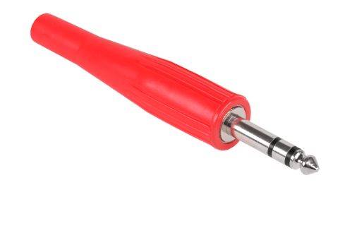 Wtyk Jack 6,3mm stereo metal guma czerwony
