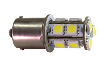 Żarówka LED  12V BA15S 13-led duża met. biała