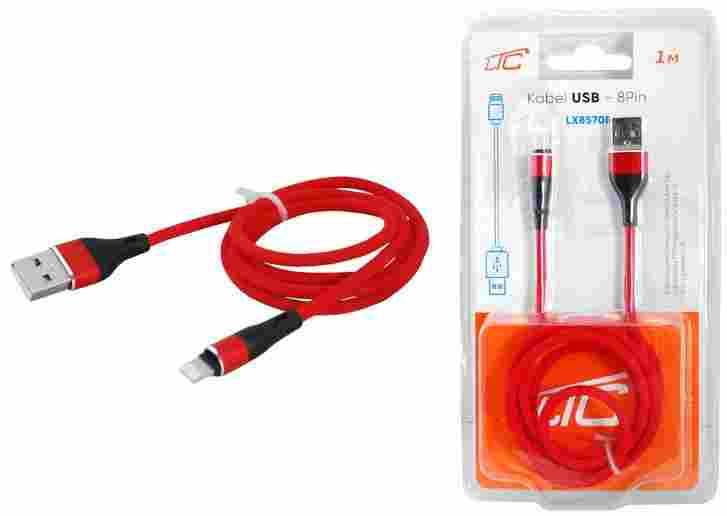 Kabel USB iPhone 5,6,7 Lightning  1m czerw.