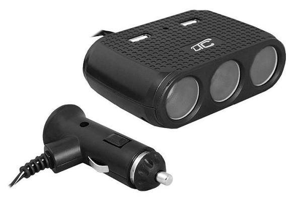 Rozgałęźnik Zapalniczki wt./3gn z przew+ USB 2x1A 