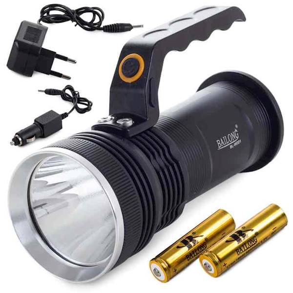 Latarka LED CREE 10W + 2 aku. z ład.