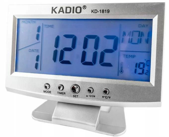 Zegar budzik LCD + termometr