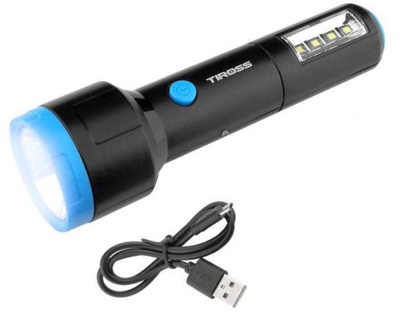 Latarka LED z Aku. TS-1851 3W + COB usb