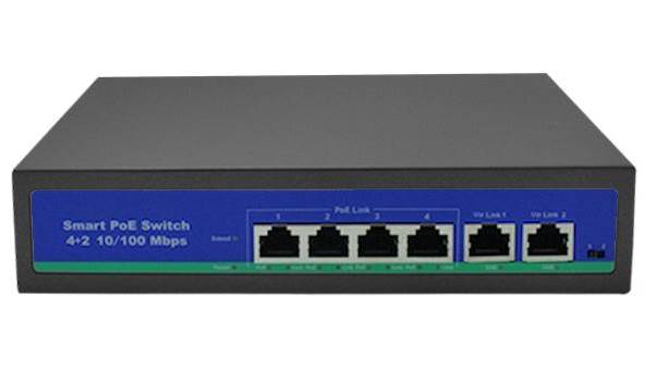 SWITCH POE 4 LAN +2 100Mb SW-4P2 z zasilaczem