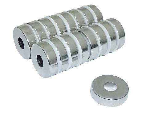 Magnes neodym. okrągły 17x5 z otworem 6mm