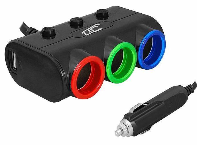 Rozgałęźnik Zapalniczki wt./3gn z przew+ 2xUSB 