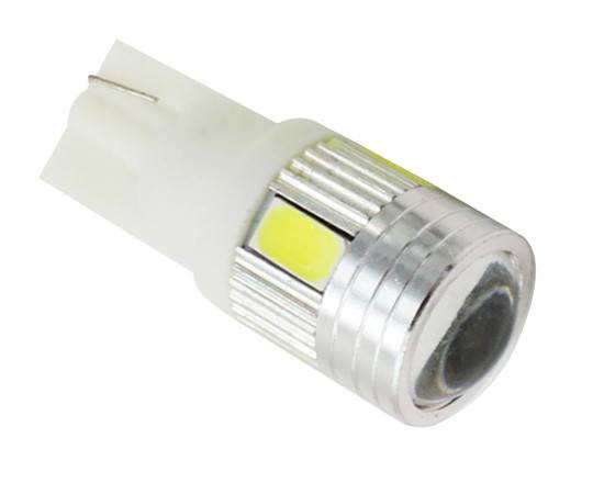 Żarówka LED 12V T-10 biała 6-led 5630+ soczewka