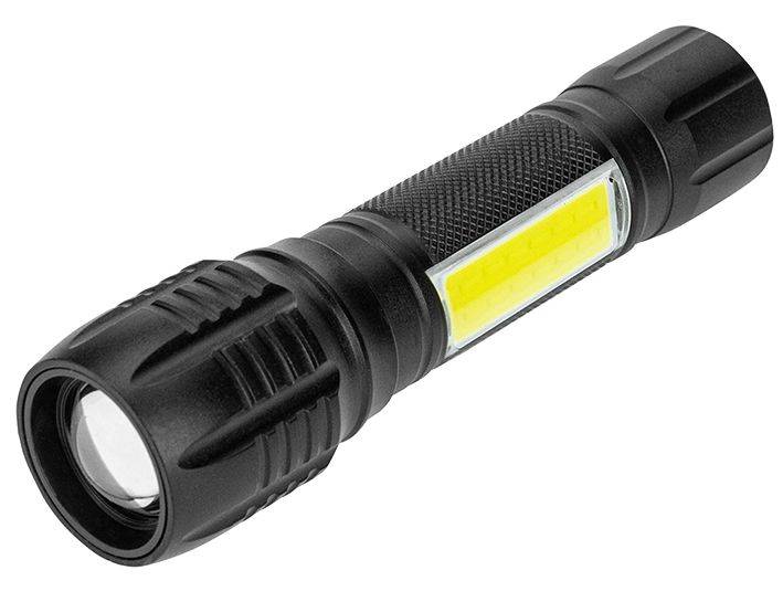 Latarka  LED XPE + COB aku. micro usb zoom