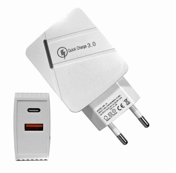 Ładowarka USB sieciowa 3,5A QC USB + C