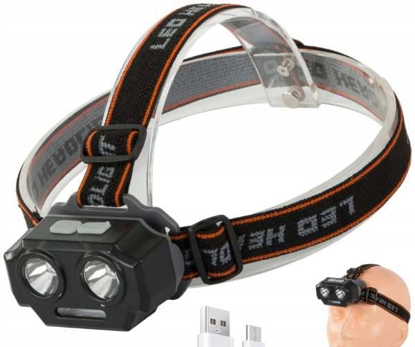 Latarka Czołowa LED  3xLED z aku. usb  