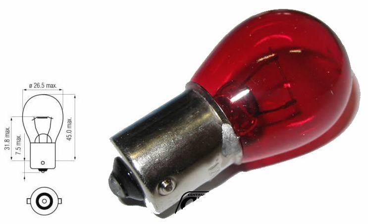 Żarówka  12V sam. BA15 21W czerwona