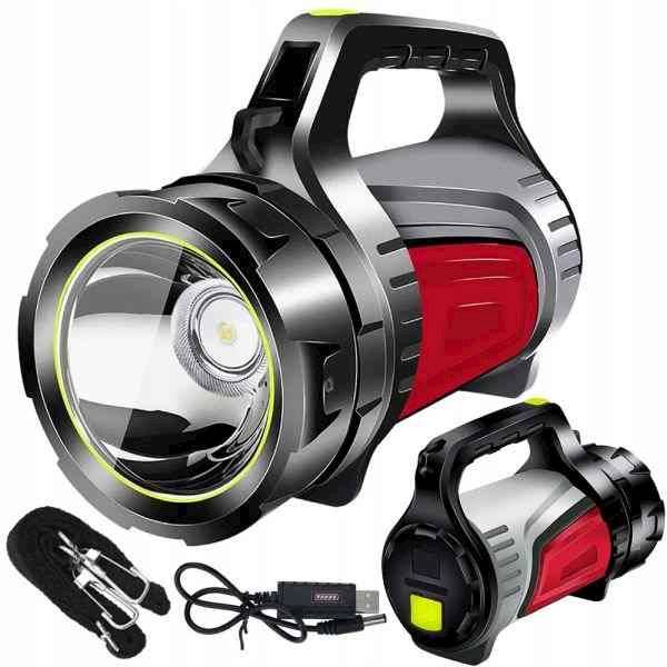 Latarka LED CREE 10W + 2 aku.usb szperacz