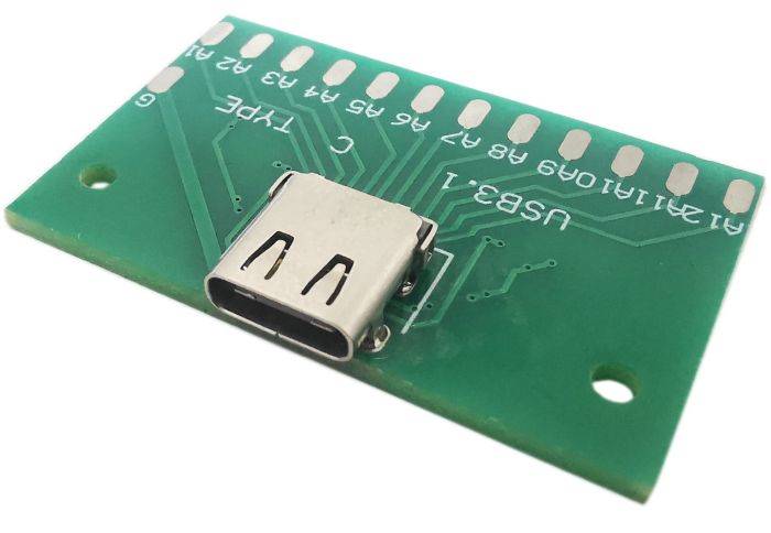 Gniazdo USB typ C z płytką do lutowania 12p