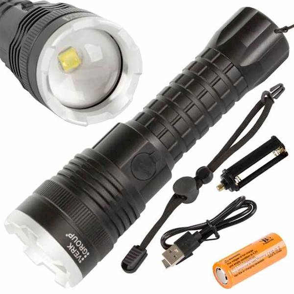 Latarka LED CREE P90 z aku. 26650 usb c