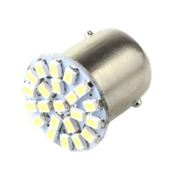 Żarówka LED  12V BA15S 1W 22-led duża met. biała