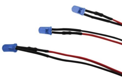 Dioda LED  5mm  Niebieska 12V z rezystorem i przew