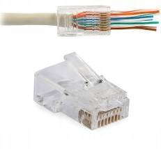 Wtyk  8P8C  RJ45 Cat. 5e przelotowy