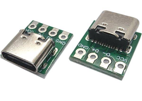 Gniazdo USB typ C z płytką do lutowania 12/4p