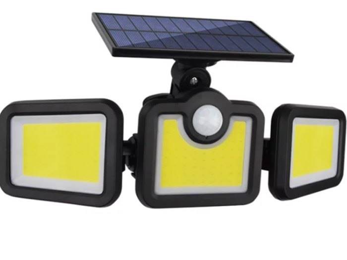 Lampa LED Solarna Naświetlacz 3xCOB reg.+ aku.+PIR