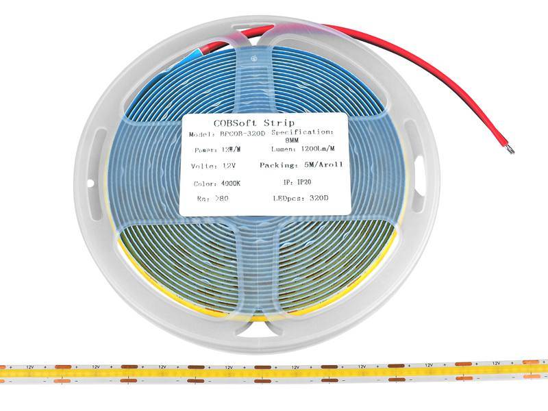 Diody LED taśma Biała Neutral IP20 1m 12V COB